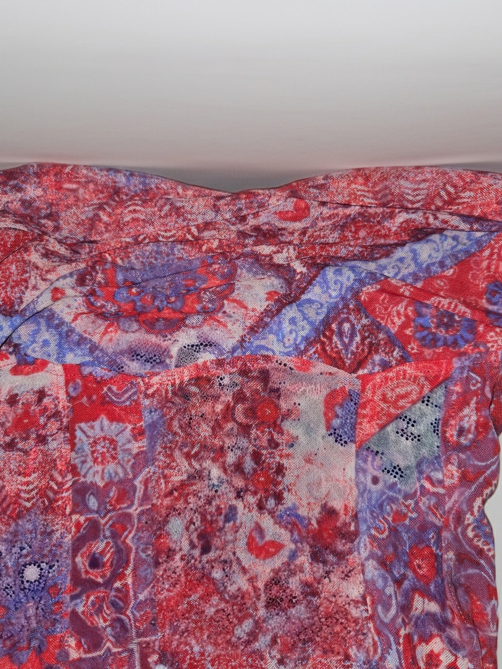 Free People , Vibrant Red And Blue Midi Tunic Top Flowy Handkerchief Size S - Picture 6 of 10